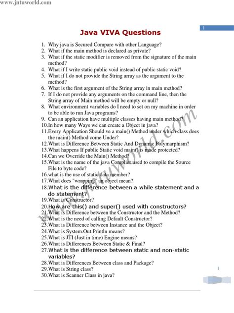 java basic viva questions and answers
