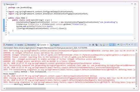 Java Bean Destroy Method
