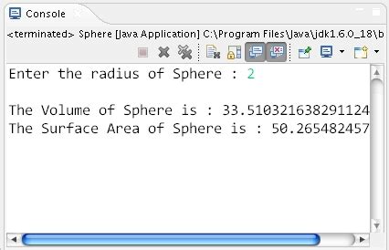 Java Calculate Volume Of Sphere