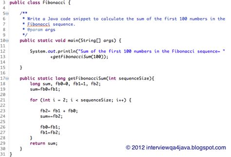 java code snippets for interview with answers