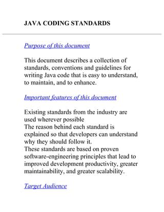 java coding standards document