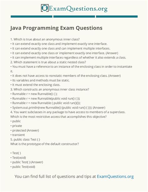 java coding test questions and answers for freshers