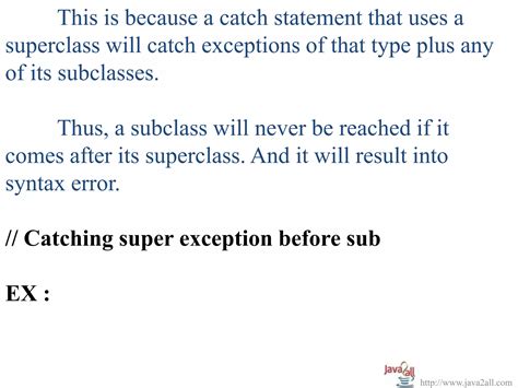 Java Exception Catch Subclass