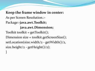 Java Frame Getwidth