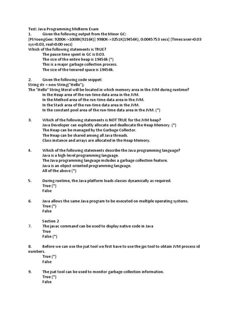 java midterm exam questions and answers pdf