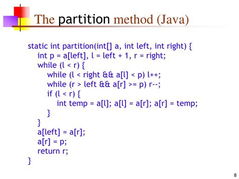 Java Partition Method
