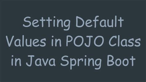 Java Pojo Default Value