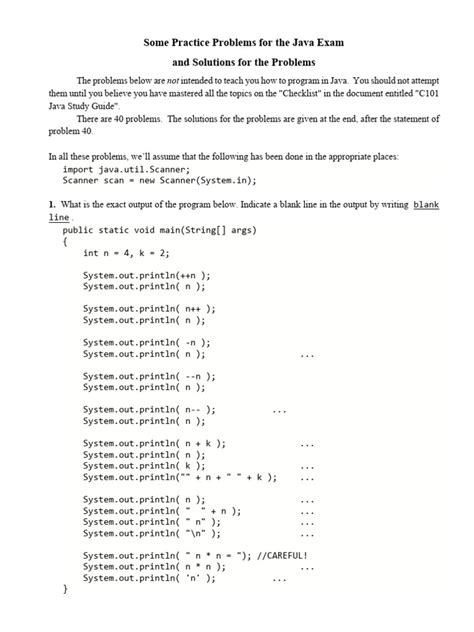 java practice problems with solutions pdf