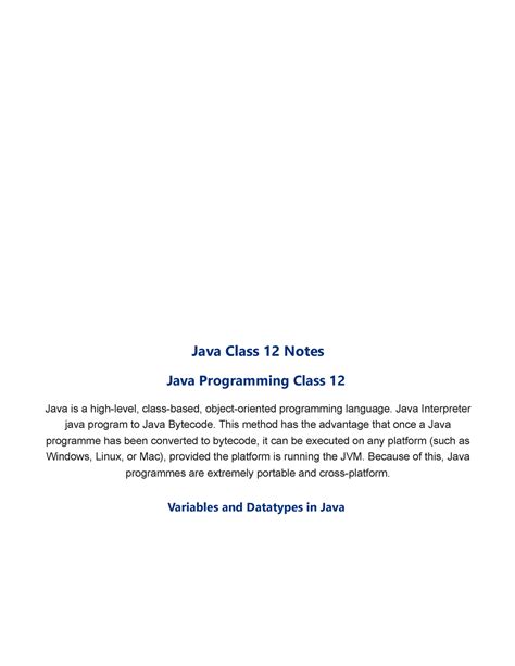 java programming class 12 notes