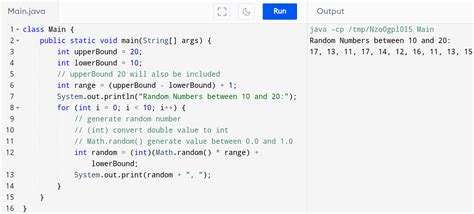 java random number between 1 and 10 using math random