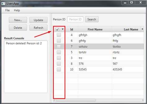Java Table With Checkbox