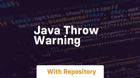 Java Throw Warning