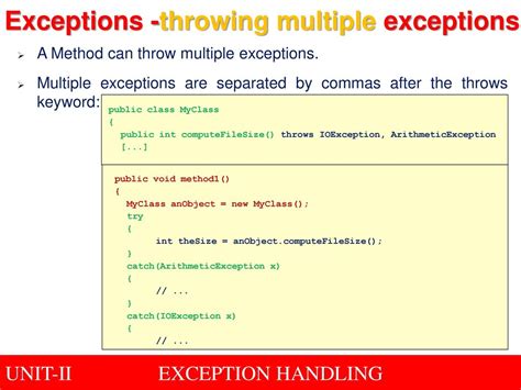 Java Throws Multiple Exceptions
