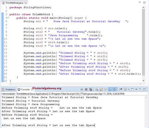 Java Trim Blank Space