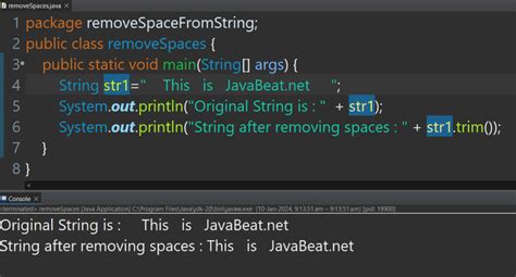 Java Trim Whitespace From Start And End Of String