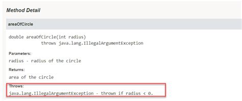Javadoc Param Throws