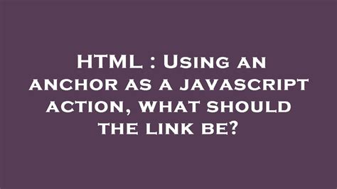 Javascript Anchor In Url