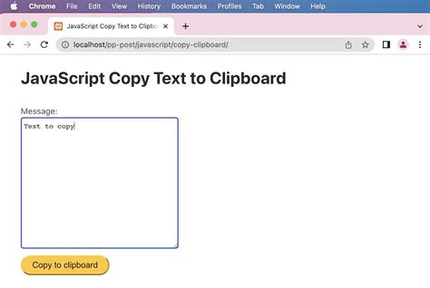 Javascript Clipboard Copy Example