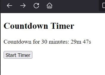 Javascript Countdown Timer 30 Seconds