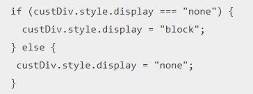 Javascript Display None