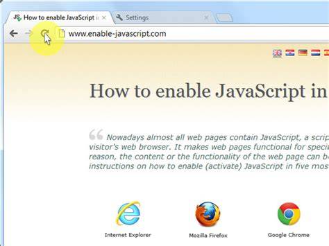 JavaScript browser settings