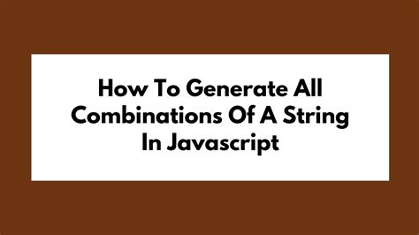 Javascript Generate