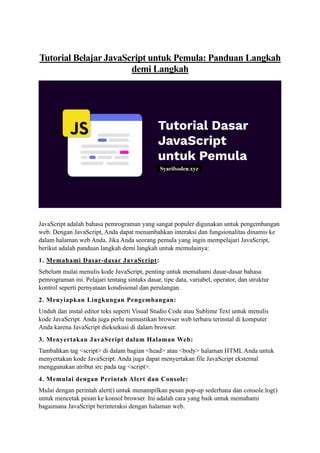 Sintaks Dasar JavaScript