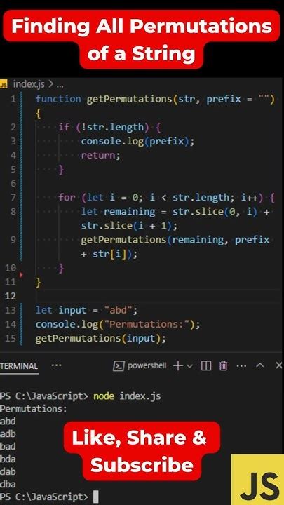 Javascript Permutations Of String
