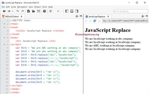 javascript replace function string