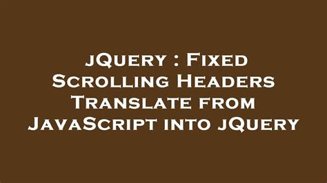 Javascript Scroll Header Fixed