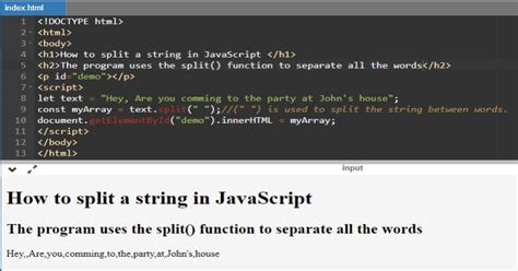 Javascript Split String Example