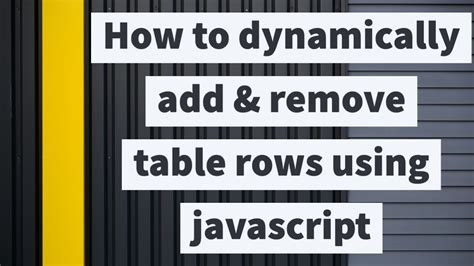 Javascript Table Add Row Dynamically
