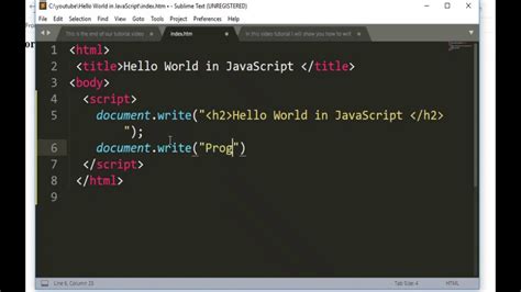 javascript tutorial hello world