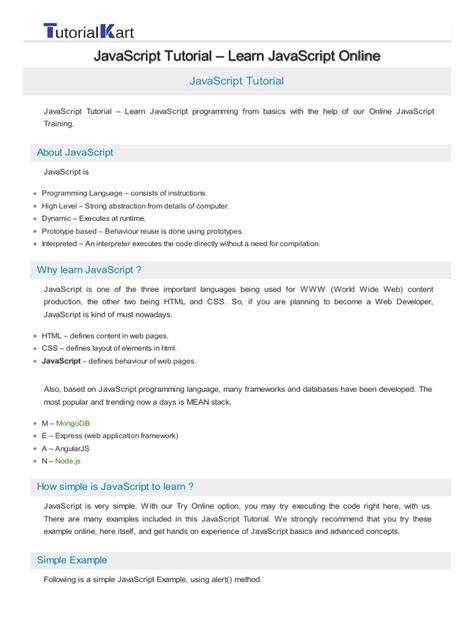 javascript tutorial pdf