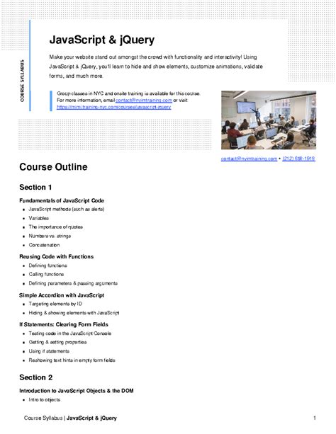 javascript tutorial syllabus