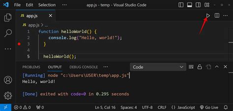 JavaScript Visual Studio Code Running Code