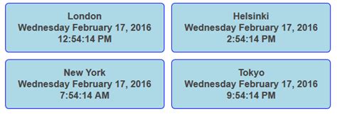 Javascript World Clock Time Zone