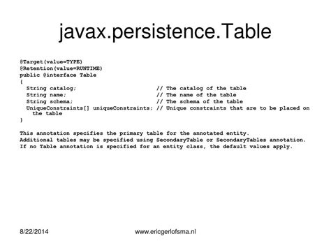 javax/persistence/table
