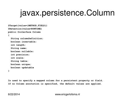 javax persistence column