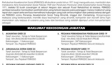 Jawatan Kosong di Pusat Rehabilitasi Perkeso Sdn Bhd - ejawatankini.com