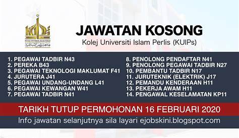 Jawatan Kosong Kolej Universiti Islam Perlis (KUIPs) 2020