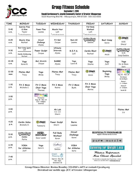 jcc fitness class schedule