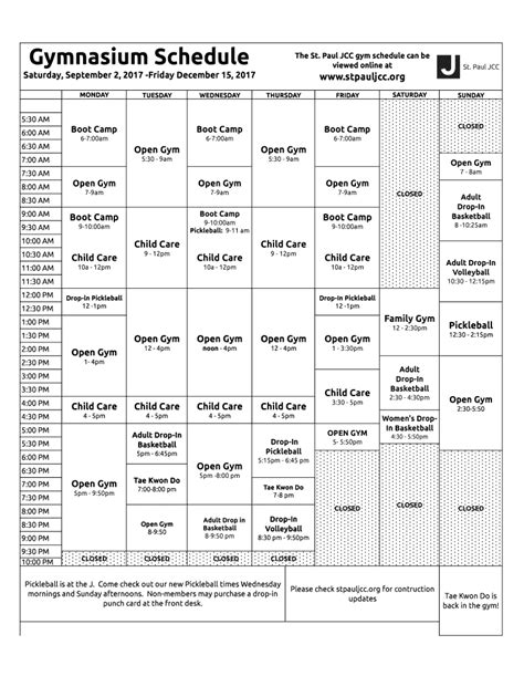 jcc st paul fitness schedule