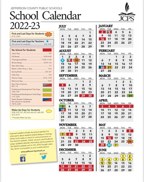 jcps 2022 - 2023 calendar louisville ky