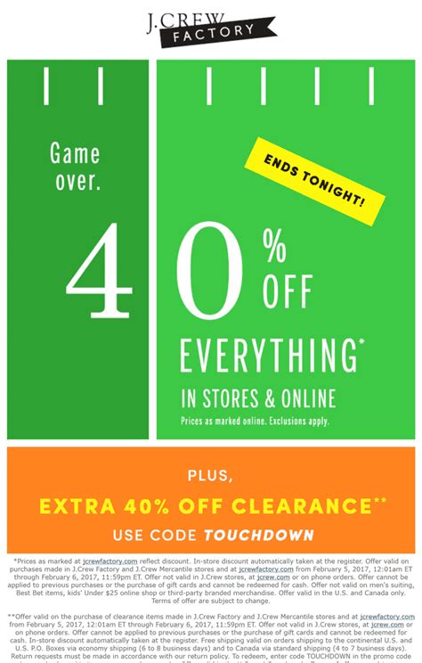 J.Crew coupons Extra 40 off sale styles at J.Crew, or Coupon apps