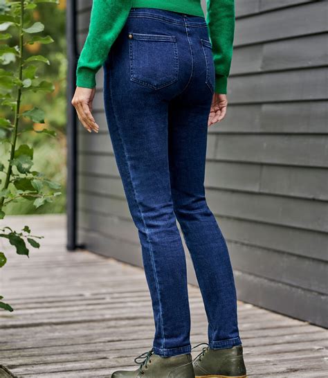 Denham Jeans Coupe Droite Femme De Couleur Bleu En Soldes Pas Cher