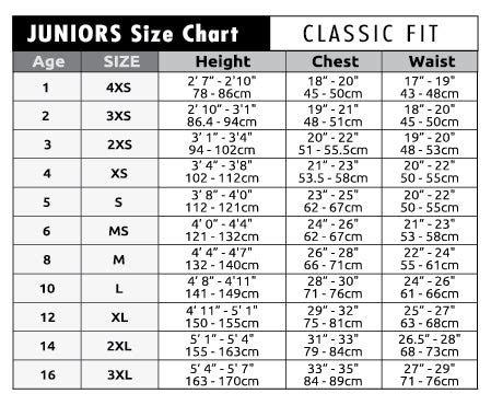 Jeans Junior Size Chart