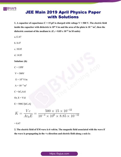 jee main 2019 solutions