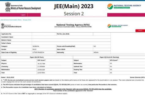 jee main result 2023 session 1 nta