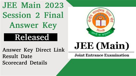 jee mains final answer key 2023 session 2